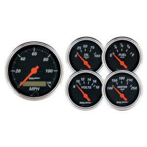 AUTOMETER 5pc Gauge Kit 3 1/8" & 2 1/16", Elec. Speedometer, Designer Black
