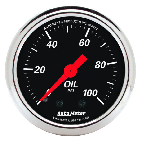 AUTOMETER Oil Pressure Gauge 2 1/16", 100PSI, Mech, Designer Black