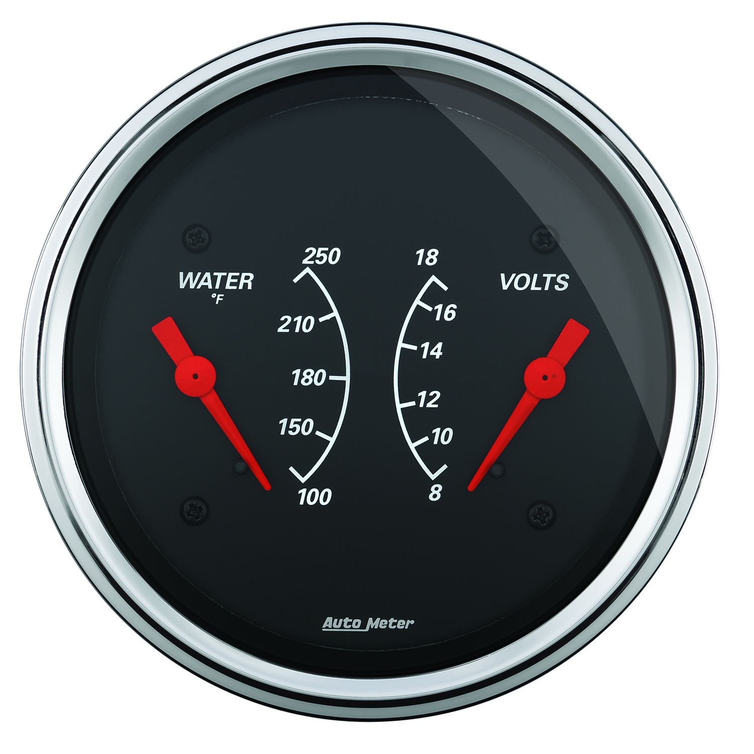 AUTOMETER Gauge, Dual, Wtmp & Volt, 3 3/8", 250&deg;f & 18V, Elec, Designer Black