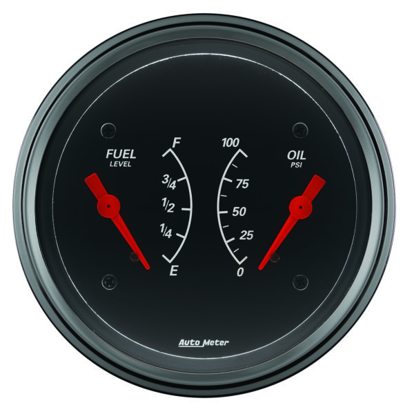 AUTOMETER Gauge, Dual, Fuel & Oilp, 3 3/8", 0°-90°F & 100PSI, Elec, Designer Black - Image 2