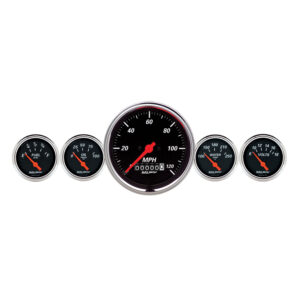 AUTOMETER 5pc Gauge Kit 3 3/8" & 2 1/16", Elec. Speedometer, Designer Black