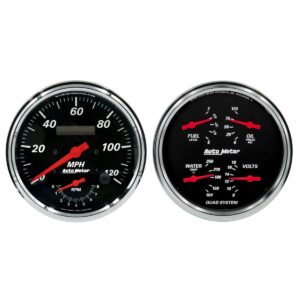 AUTOMETER Gauge Kit, 2 Pc., Quad & Tach/Speedo, 5", Designer Black