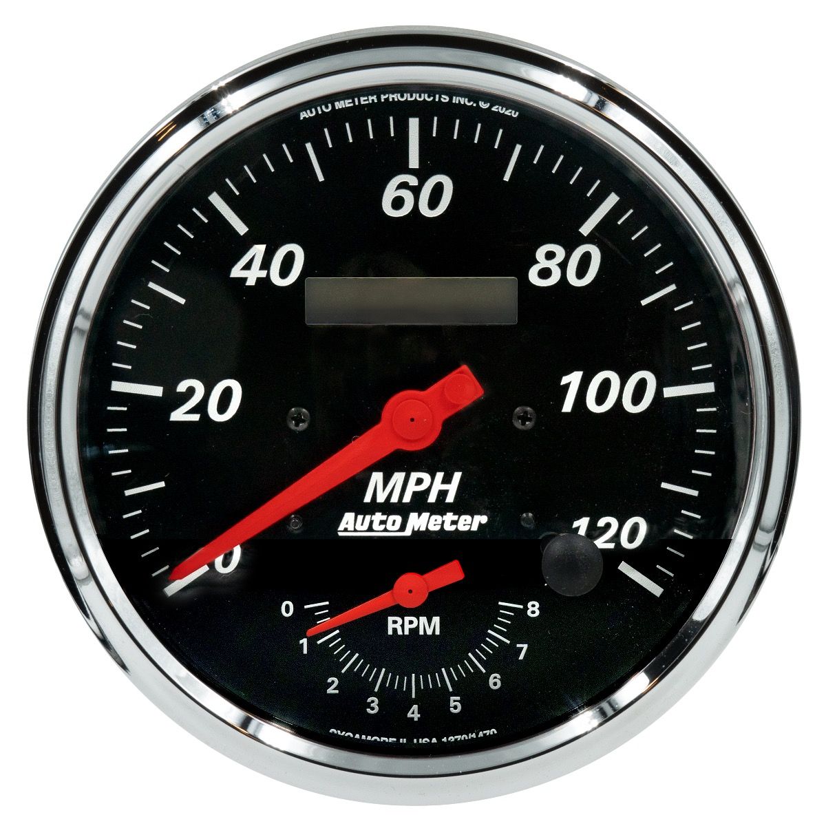 AUTOMETER Gauge, Tach/Speedo, 5", 120MPH & 8K RPM, Elec. Program., Designer Black