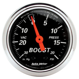 AUTOMETER 2 1/16" Mechanical Boost / Vacuum Gauge , 30 IN HG, 20 PSI, Designer Black