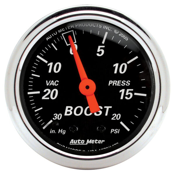 AUTOMETER 2 1/16" Mechanical Boost / Vacuum Gauge , 30 IN HG, 20 PSI, Designer Black