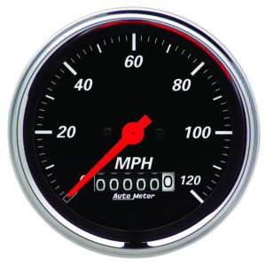 AUTOMETER Speedometer Gauge 3 3/8", 120MPH, Elec. Prog. W/ Wheel Odo, Designer Black