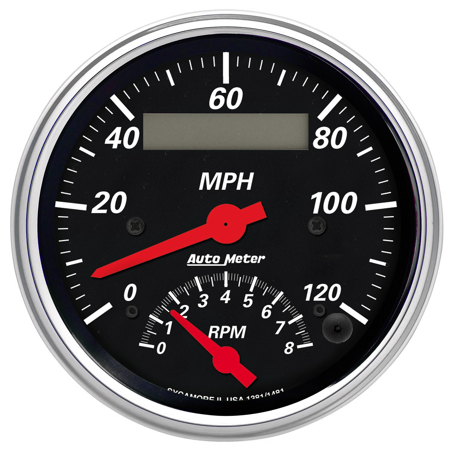 AUTOMETER Tacho/Speedo Gauge 3 3/8", 120MPH & 8K RPM, Elec. Program., Designer Black