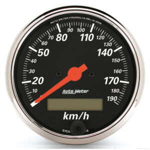 AUTOMETER Speedometer Gauge 3 1/8", 190KM/H, Elec. Prog. W/ LCD Odo, Designer Black