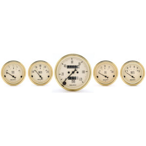 AUTOMETER 5pc Gauge Kit 3 1/8" & 2 1/16", Mech. Speedometer, Golden Oldies