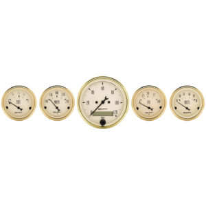 AUTOMETER 5pc Gauge Kit 3 1/8" & 2 1/16", Elec. Speedometer, Golden Oldies
