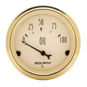 AUTOMETER Oil Pressure Gauge 2 1/16", 100PSI, Elec, Golden Oldies