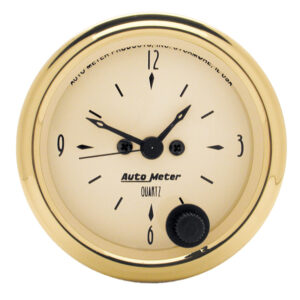 AUTOMETER Clock Gauge 2 1/16", 12hr, Analogue, Golden Oldies