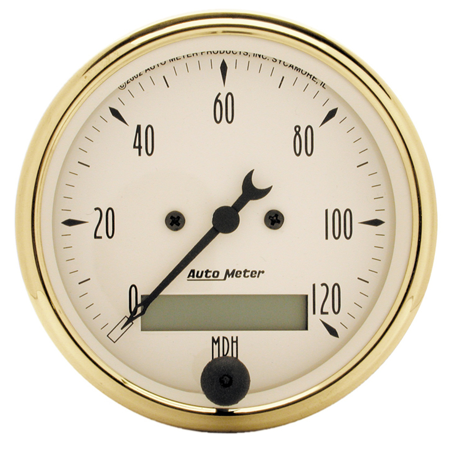 AUTOMETER Speedometer Gauge 3 1/8", 120MPH, Elec. Prog. W/ LCD Odo, Golden Oldies