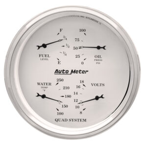 AUTOMETER Gauge, Quad, 5", 240°-33°F, Elec, Old Tyme White