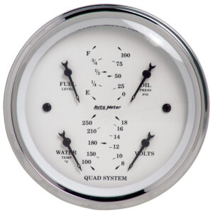 AUTOMETER Gauge, Quad, 3 3/8", 240°-33°F, Elec, Old Tyme White