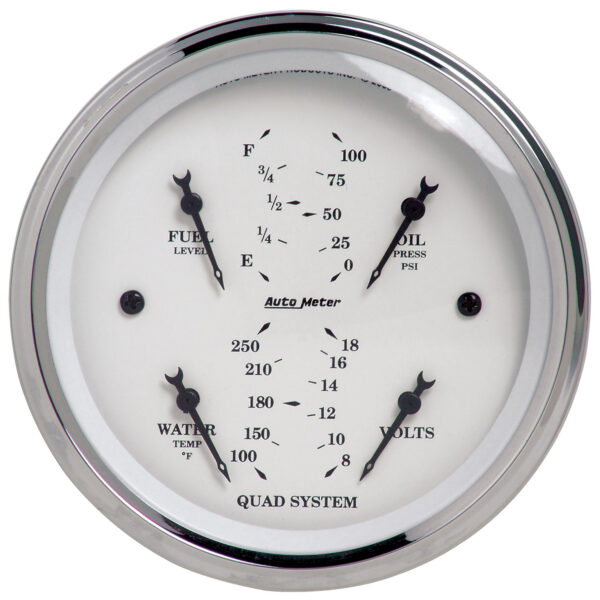 AUTOMETER Gauge, Quad, 3 3/8", 240°-33°F, Elec, Old Tyme White
