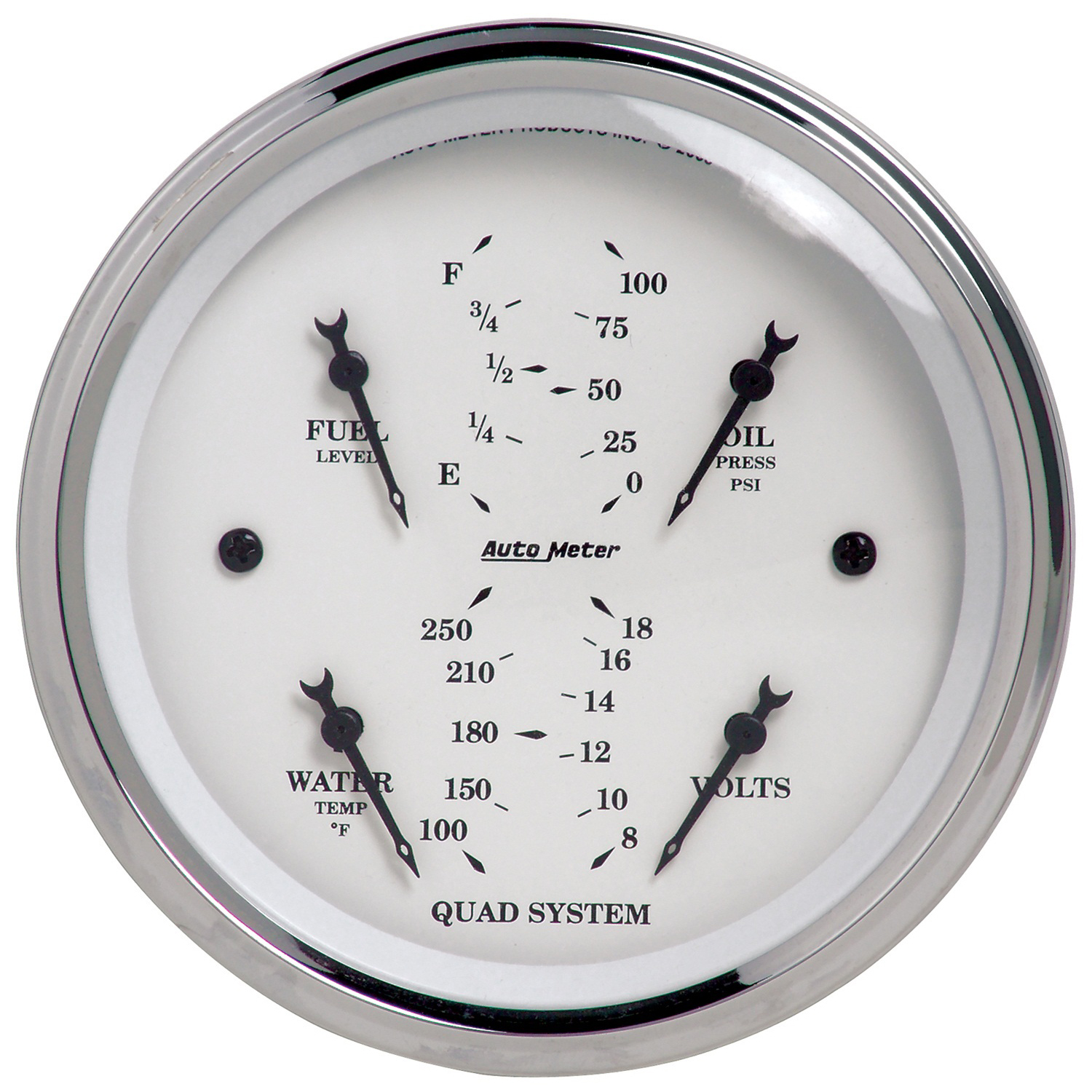 AUTOMETER Gauge, Quad, 3 3/8", 240°-33°F, Elec, Old Tyme White