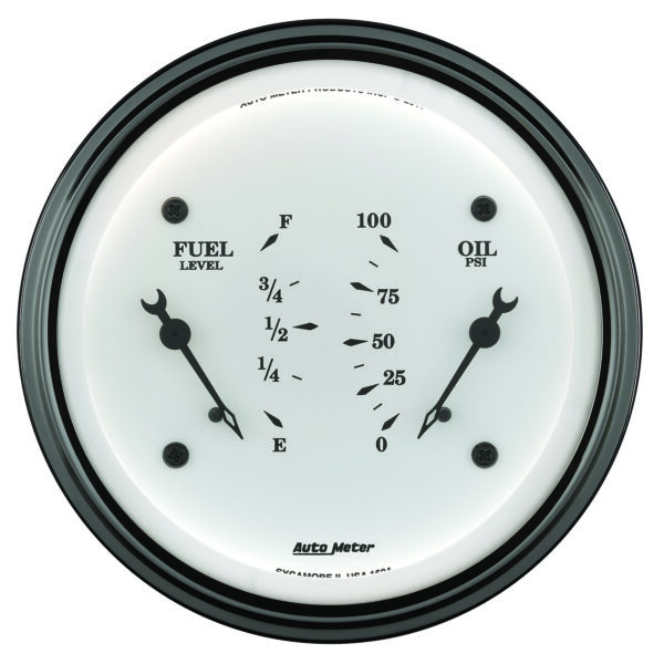 AUTOMETER Gauge, Dual, Fuel & Oilp, 3 3/8", 240°-33°F & 100PSI, Elec, Old Tyme White - Image 2