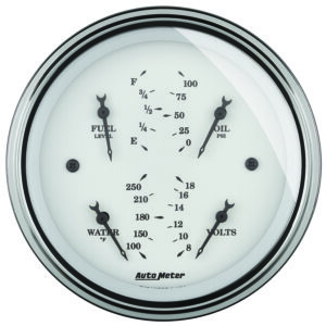 AUTOMETER Gauge, Quad, 3 3/8", 0°-90°F, Elec, Old Tyme White