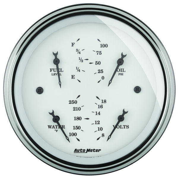 AUTOMETER Gauge, Quad, 3 3/8", 0°-90°F, Elec, Old Tyme White