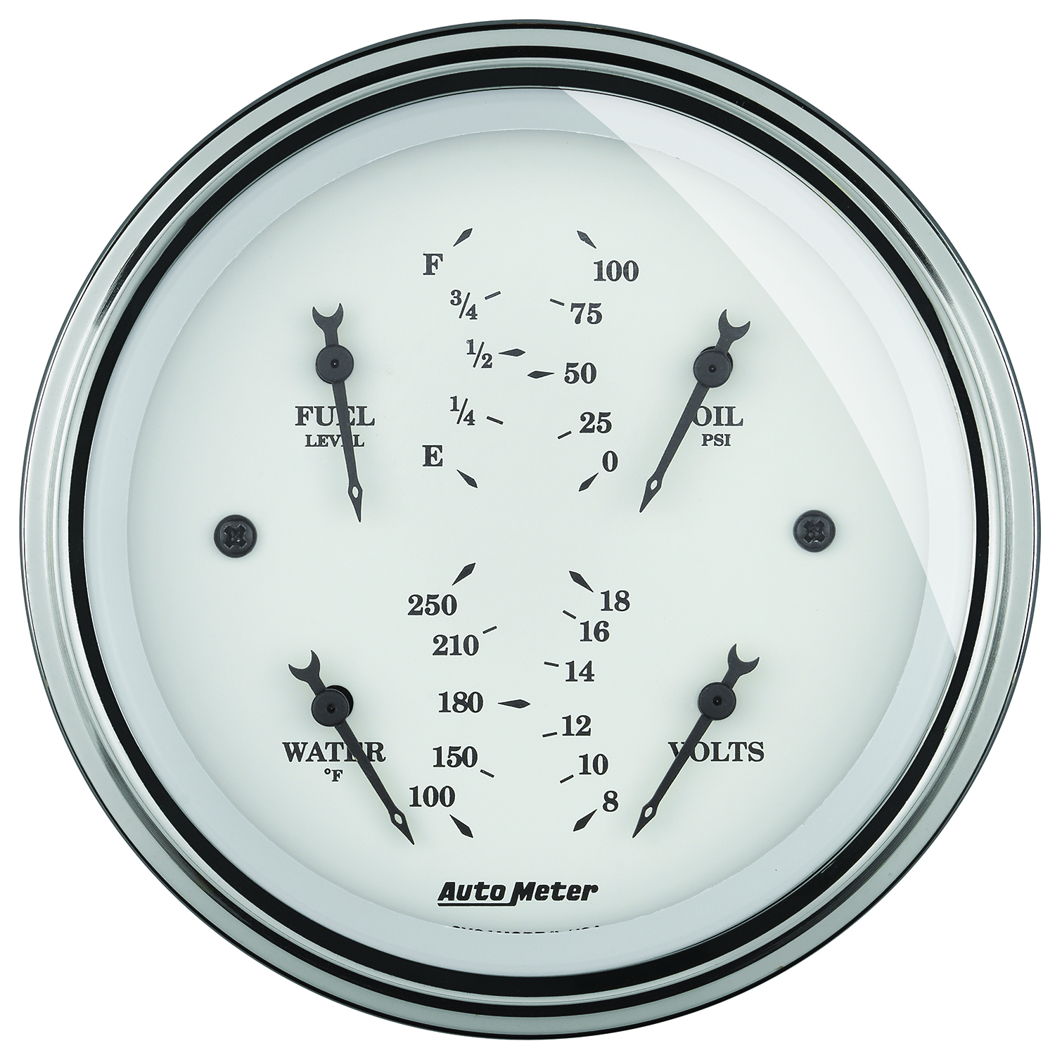 AUTOMETER Gauge, Quad, 3 3/8", 0°-90°F, Elec, Old Tyme White