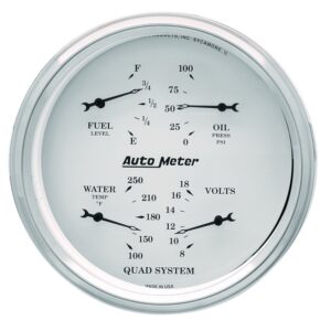 AUTOMETER Gauge, Quad, 5", 0°-90°F, Elec, Old Tyme White