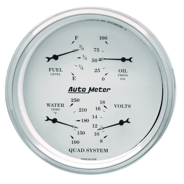 AUTOMETER Gauge, Quad, 5", 0°-90°F, Elec, Old Tyme White