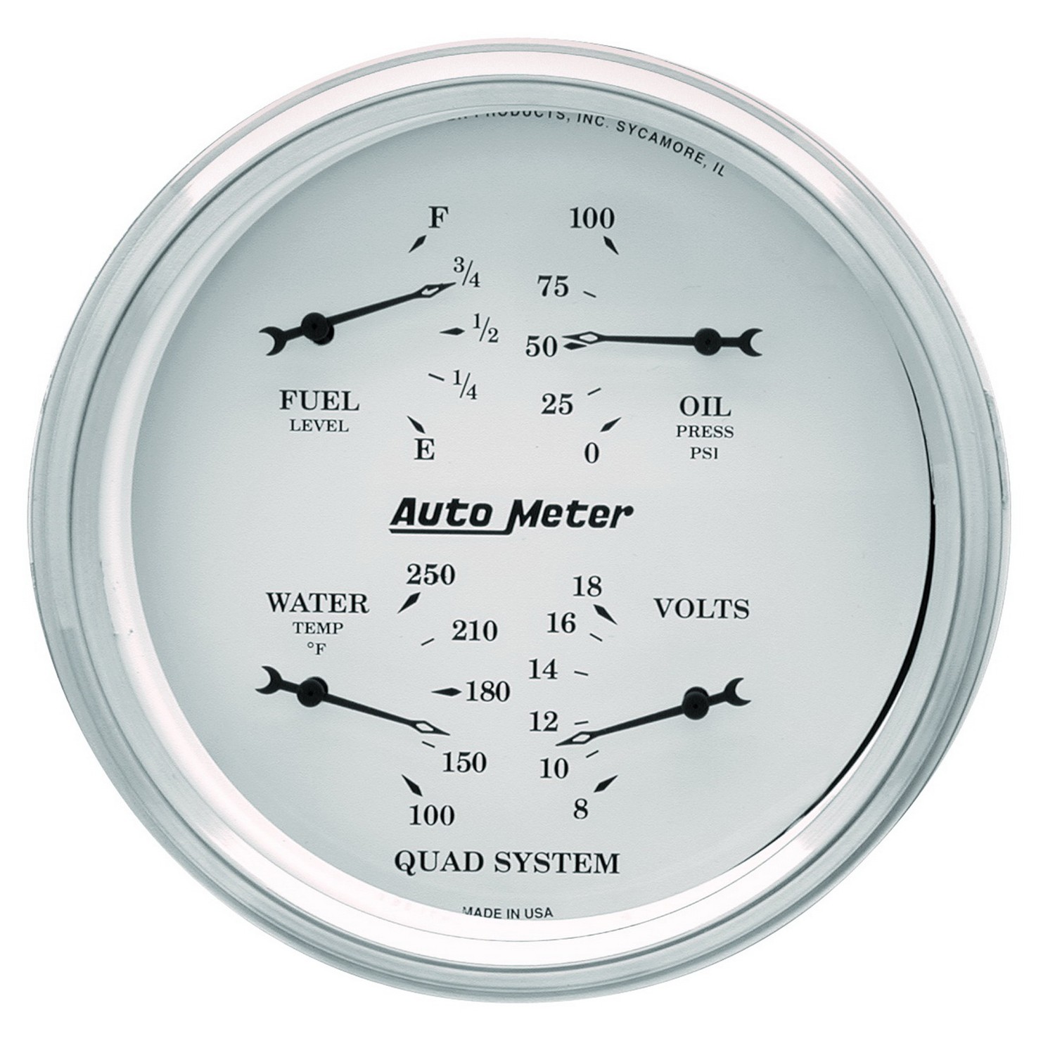 AUTOMETER Gauge, Quad, 5", 0°-90°F, Elec, Old Tyme White