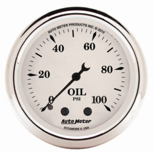 AUTOMETER Oil Pressure Gauge 2 1/16", 100PSI, Mech, Old Tyme White