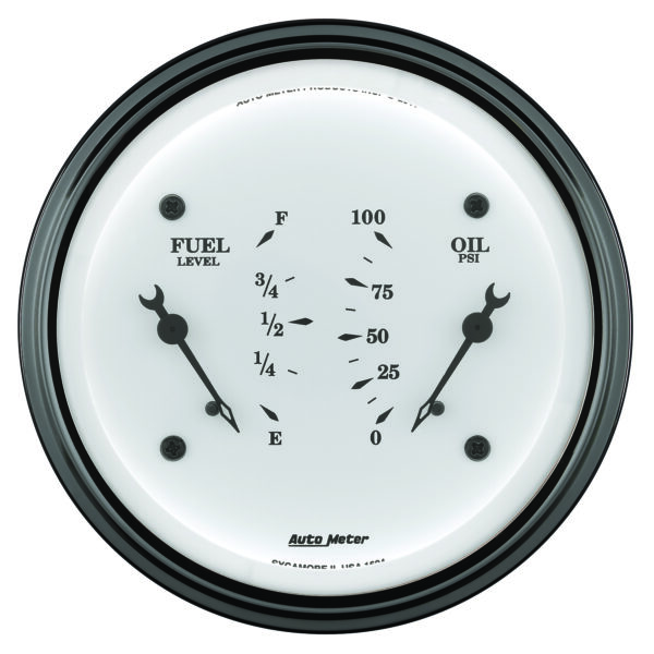 AUTOMETER Gauge, Dual, Fuel & Oilp, 3 3/8", 0°-90°F & 100PSI, Elec, Old Tyme White - Image 2