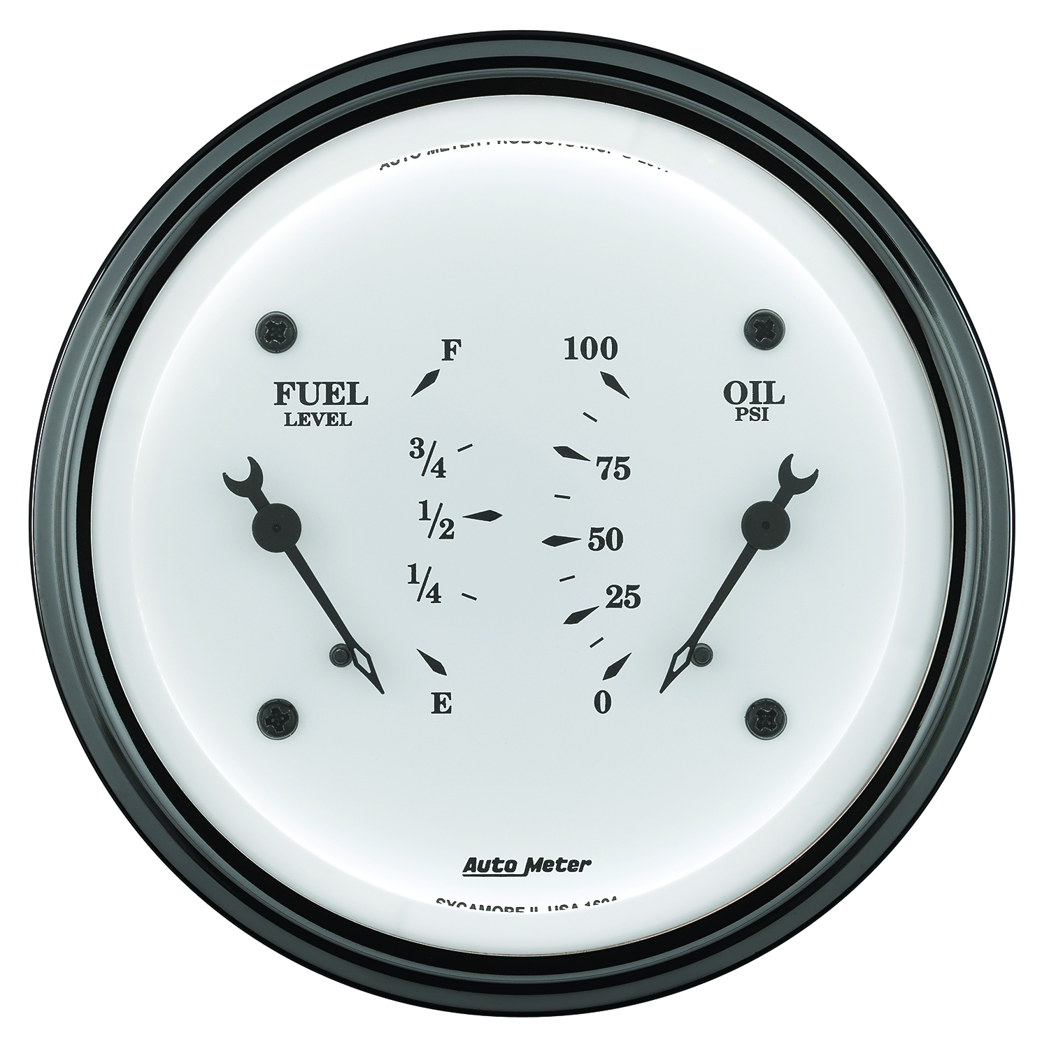 AUTOMETER Gauge, Dual, Fuel & Oilp, 3 3/8", 0°-90°F & 100PSI, Elec, Old Tyme White - Image 2