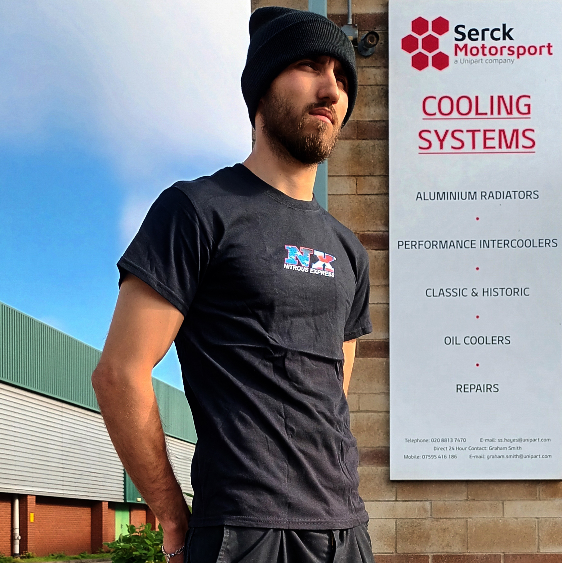 NITROUS EXPRESS Black NX American Flag T Shirt, Large / L