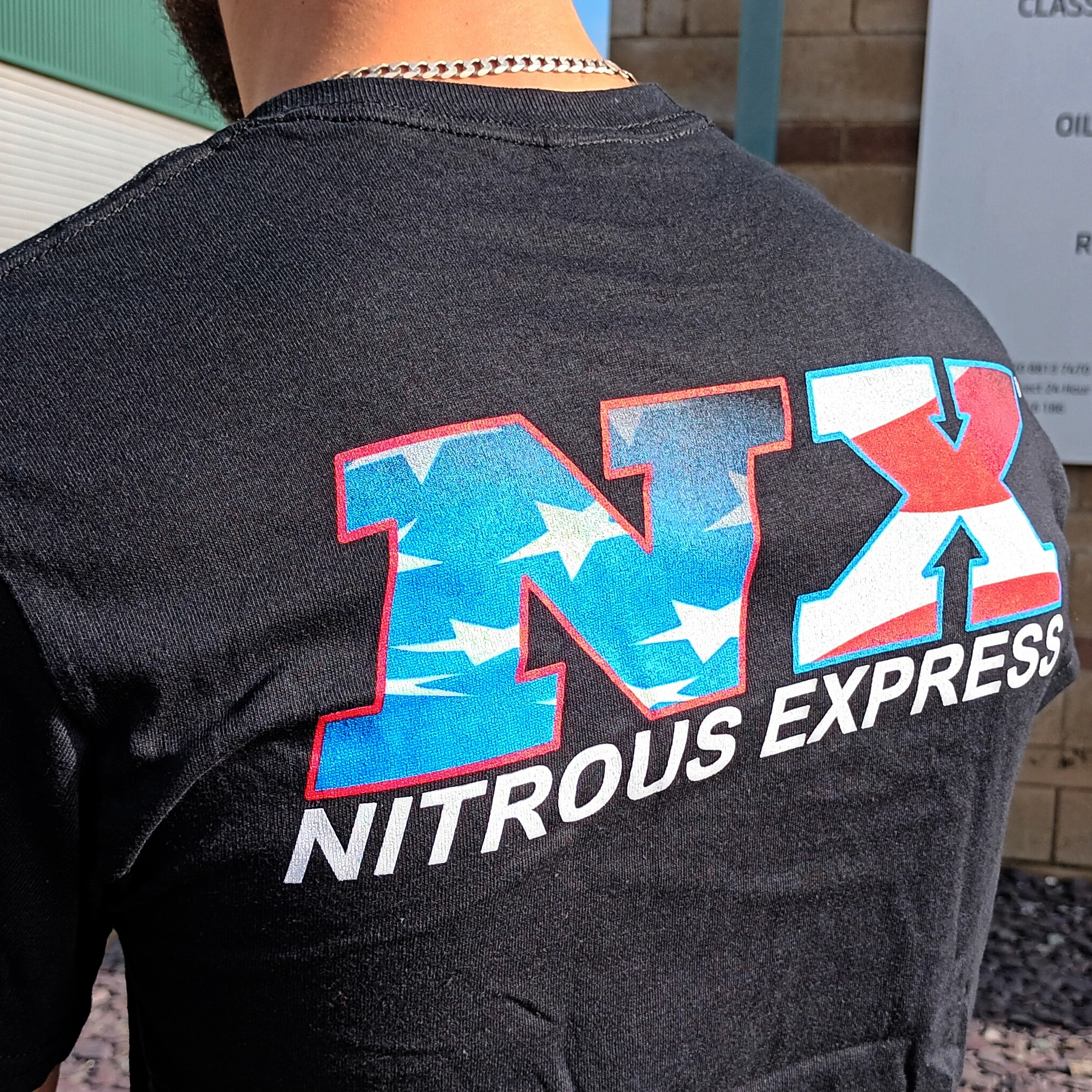NITROUS EXPRESS Black NX American Flag T Shirt, Large / L - Image 3