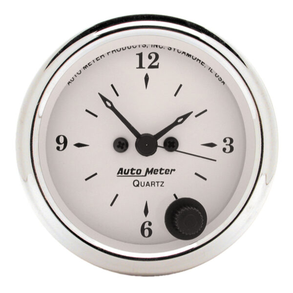 AUTOMETER Clock Gauge 2 1/16", 12hr, Analogue, Old Tyme White