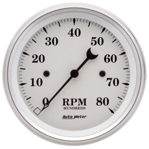 AUTOMETER Tachometer Gauge 3 3/8", 8K RPM, In-Dash, Old Tyme White
