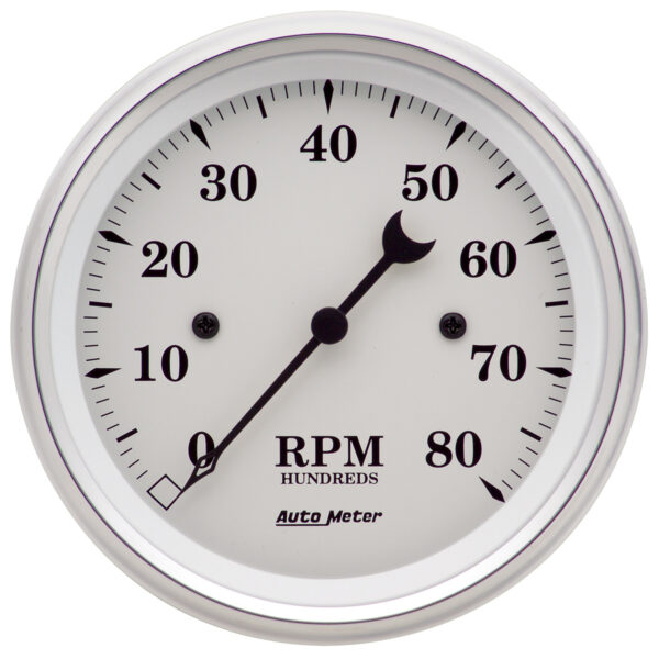AUTOMETER Tachometer Gauge 3 3/8", 8K RPM, In-Dash, Old Tyme White