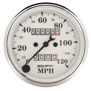 AUTOMETER Speedometer Gauge 3 1/8", 120MPH, Mechanical, Old Tyme White