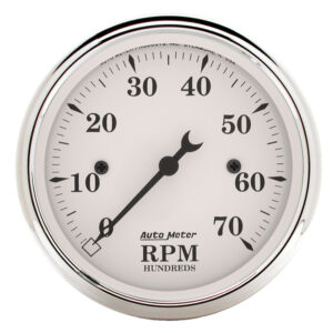 AUTOMETER Tachometer Gauge 3 1/8", 7K RPM, In-Dash, Old Tyme White