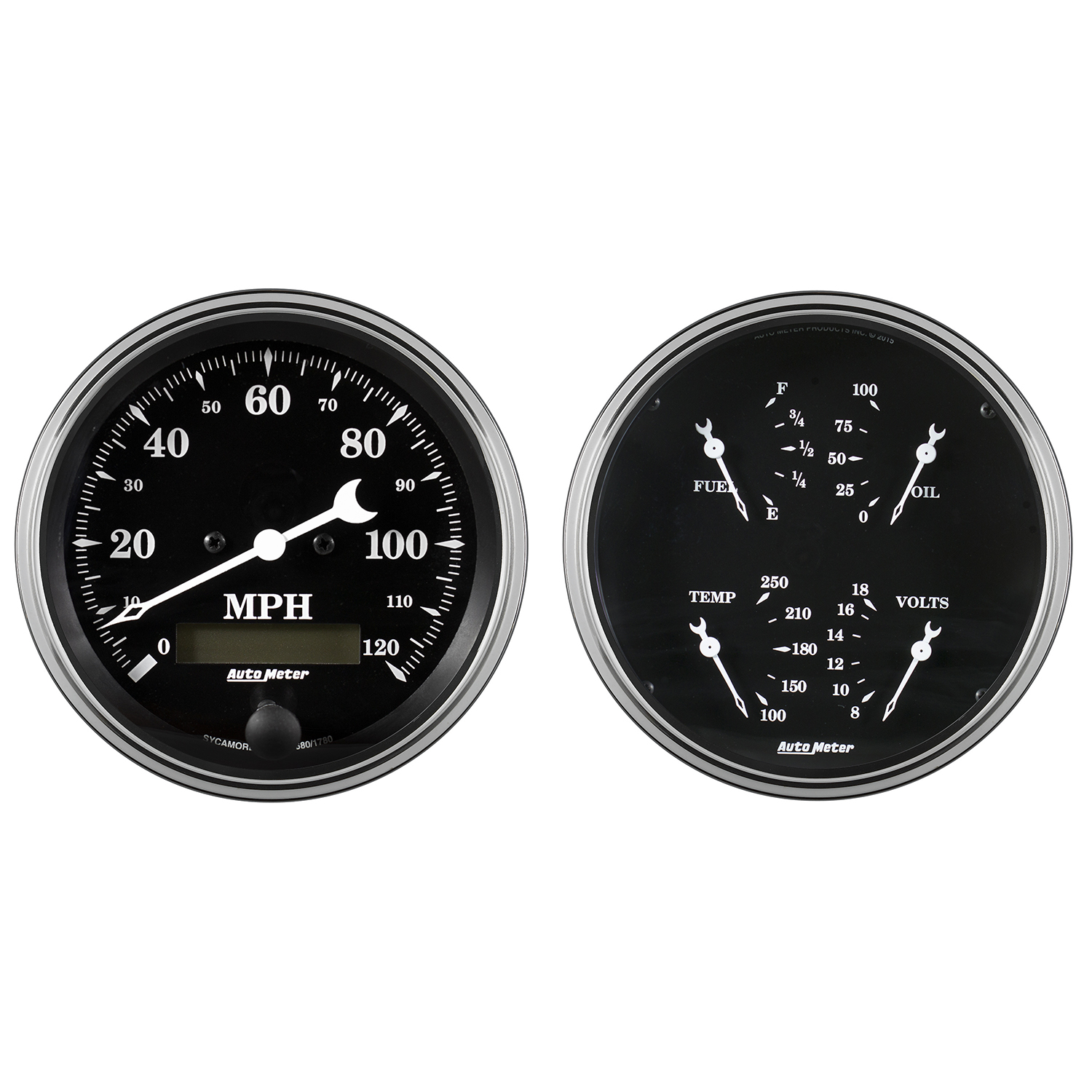 AUTOMETER 2pc Gauge Kit Quad & Speedometer, 5", Old Tyme Black