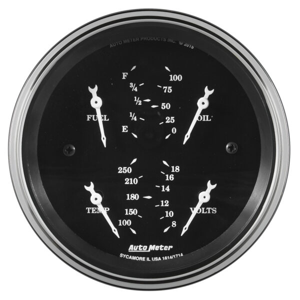AUTOMETER Gauge,Quad, 3 3/8", 240°-33°F Elec, Old Tyme Black