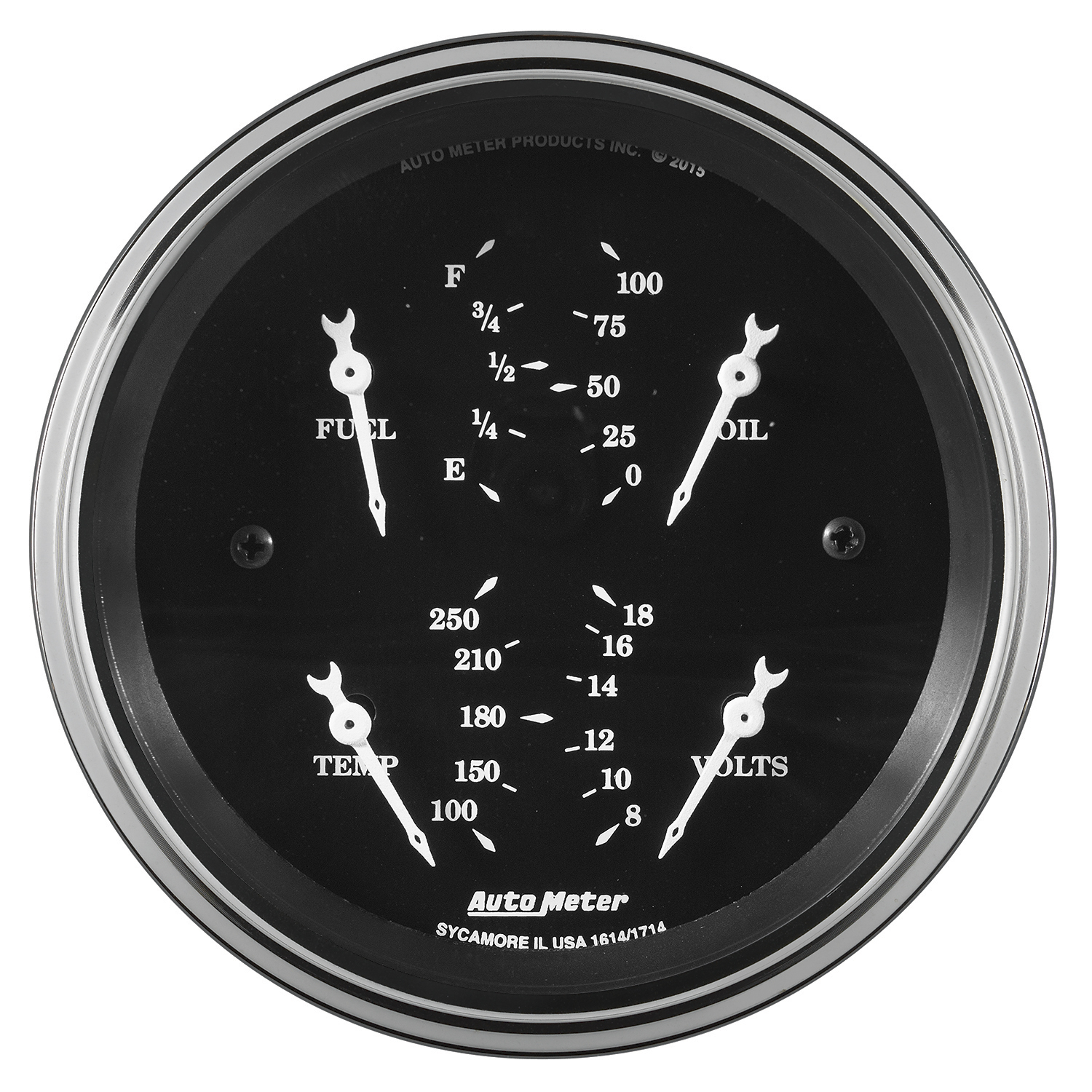 AUTOMETER Gauge, Quad, 3 3/8", 0°-90°F, Elec, Old Tyme Black