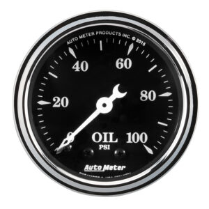 AUTOMETER Oil Pressure Gauge 2 1/16", 100PSI, Mech, Old Tyme Black