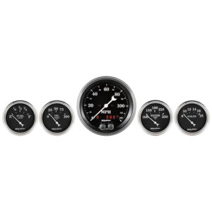 AUTOMETER 5pc Gauge Kit 3 3/8" & 2 1/16", GPS Speedometer, Old Tyme Black