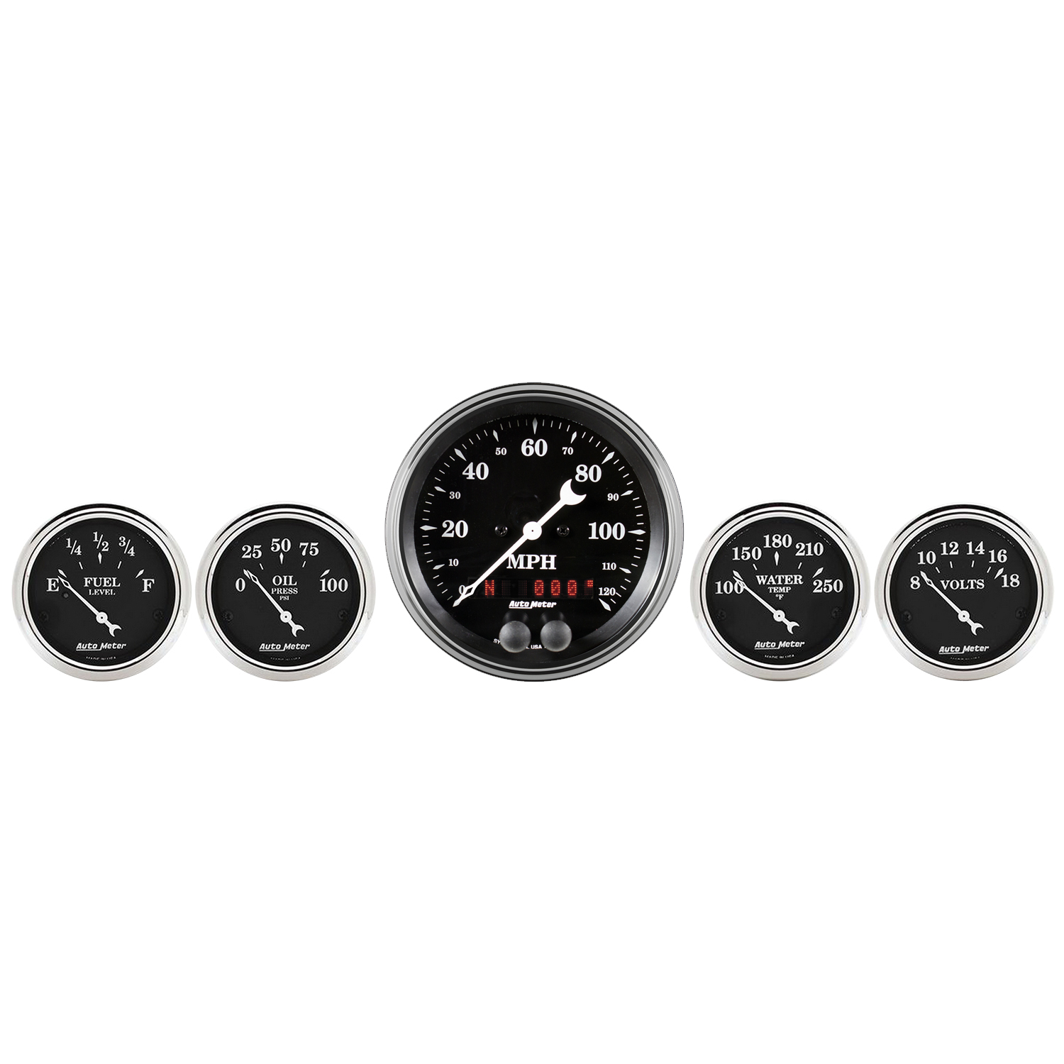 AUTOMETER 5pc Gauge Kit 3 3/8" & 2 1/16", GPS Speedometer, Old Tyme Black