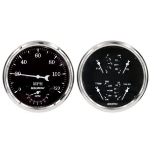AUTOMETER Gauge Kit, 2 Pc., Quad & Tach/Speedo, 5", Old Tyme Black