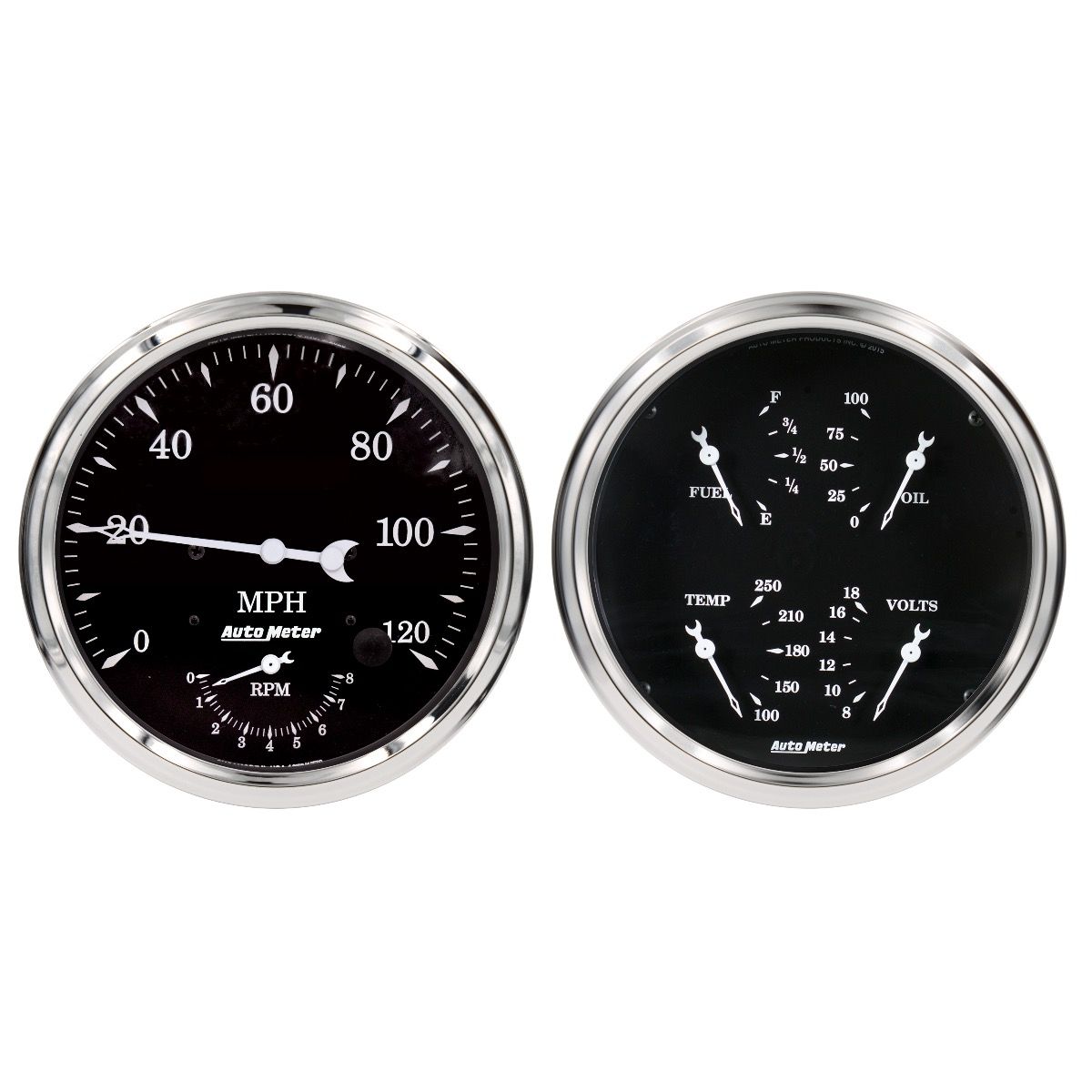 AUTOMETER Gauge Kit, 2 Pc., Quad & Tach/Speedo, 5", Old Tyme Black