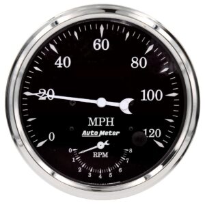AUTOMETER Gauge, Tach/Speedo, 5", 120MPH & 8K RPM, Elec. Program., Old Tyme Black