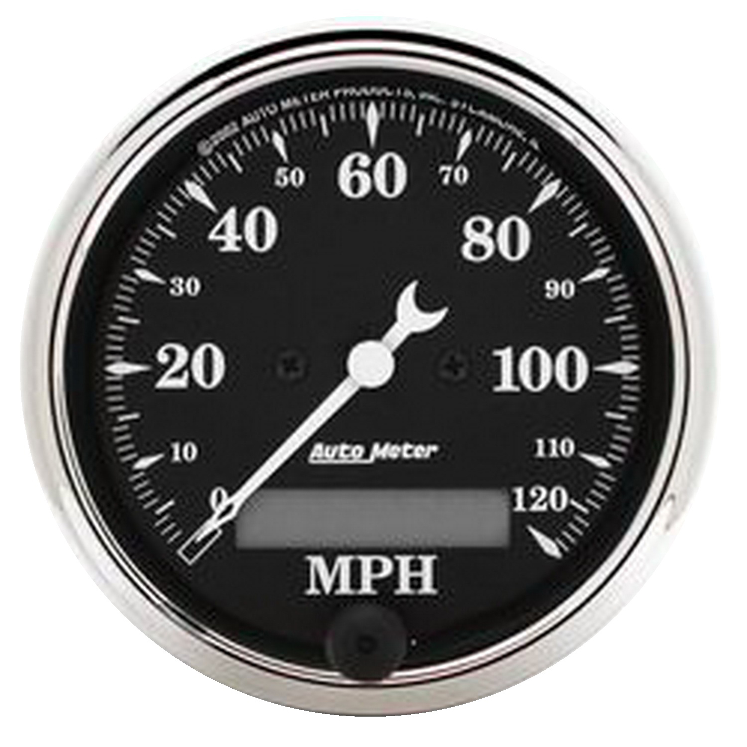 AUTOMETER Gauge, Speedo., 3 1/8", 120MPH, Elec. Prog. W/ LCD Odo, Old Tyme Black