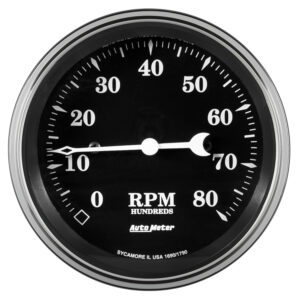 AUTOMETER Tachometer Gauge 3 3/8", 8K RPM, In-Dash, Old Tyme Black