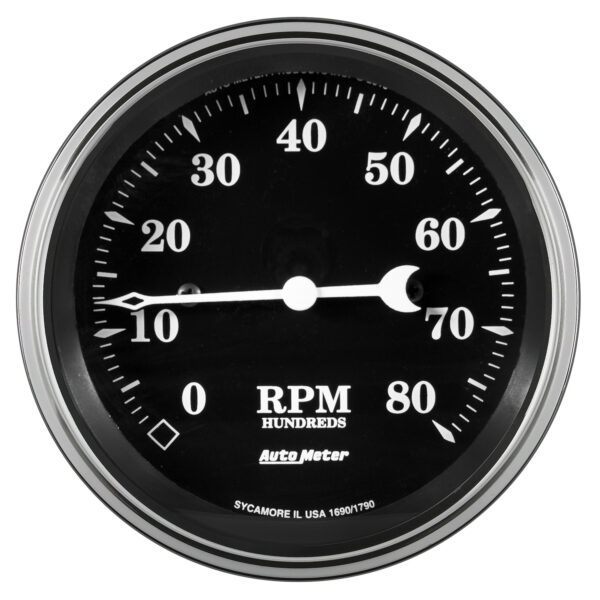 AUTOMETER Tachometer Gauge 3 3/8", 8K RPM, In-Dash, Old Tyme Black